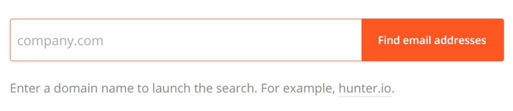 Example email lookup tool’s search bar for finding email addresses