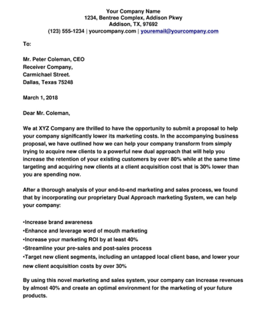 marketing agency business proposal letter example