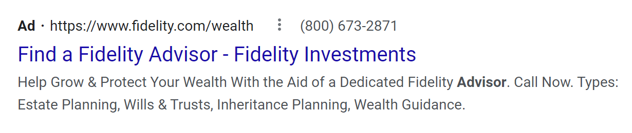 Google Search ad with display path