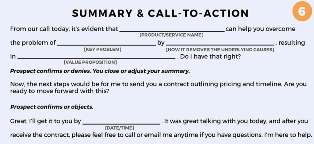 free generic sales script summary and CTA