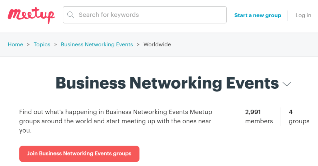 Meetup.com business networking events