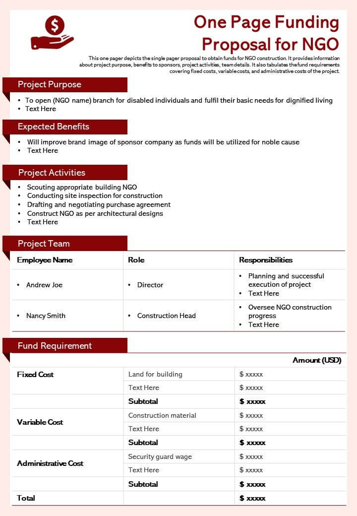 One-Page Funding Proposal Example