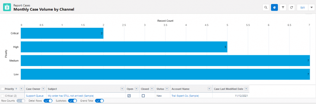 Salesforce customer service report