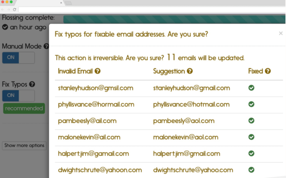 Mailfloss email address typo fixer