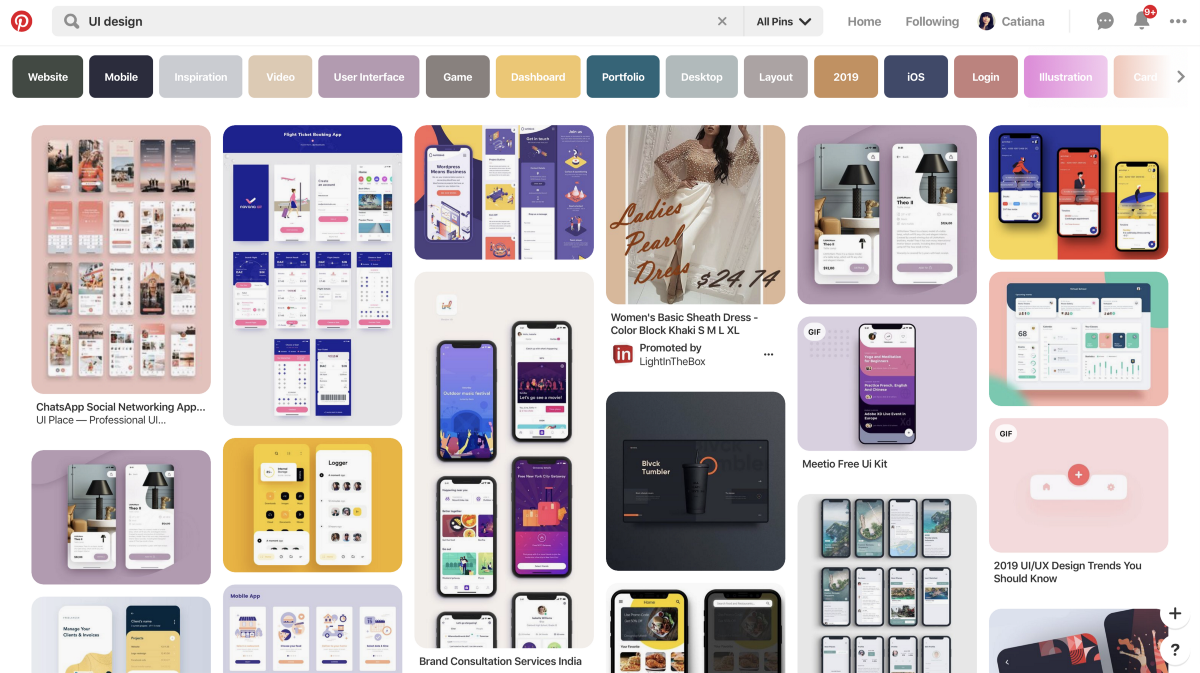 Pinterest Interface