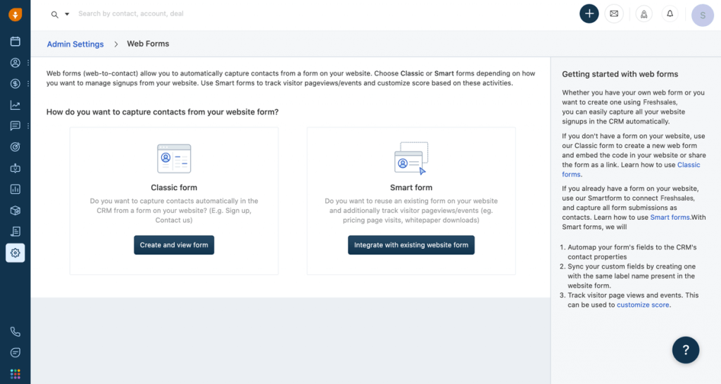 Web form dashboard example