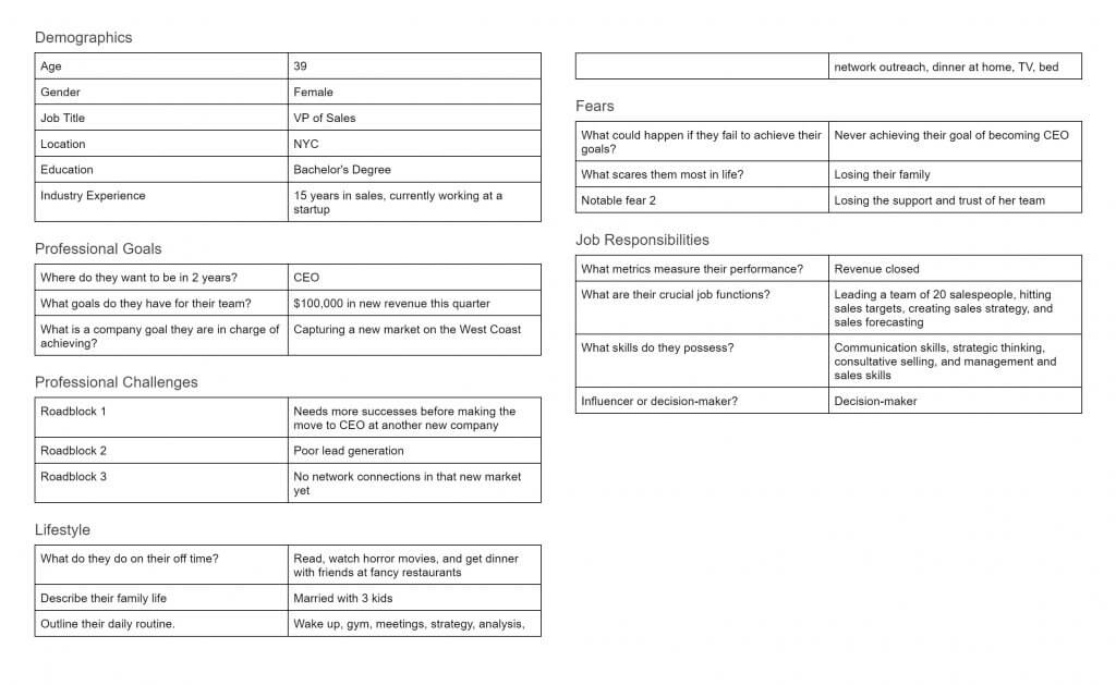 Comprehensive B2B Buyer Persona Example