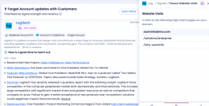 ZoomInfo website visitor tracking for a business domain.