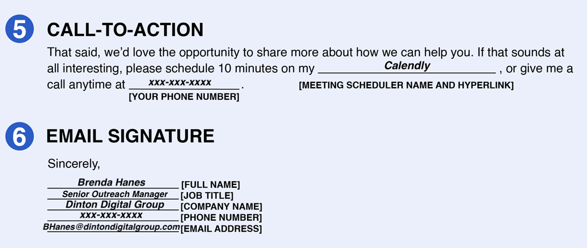 how to write a cold email - cold email CTA and signature template example