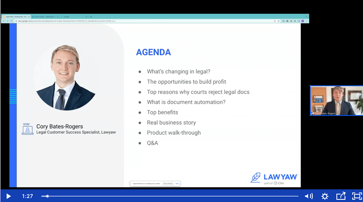 Legal tech sales presentation example