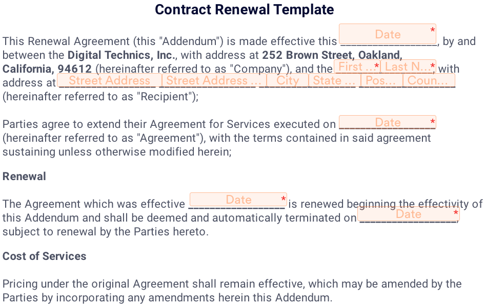 Contract renewal sales contract template