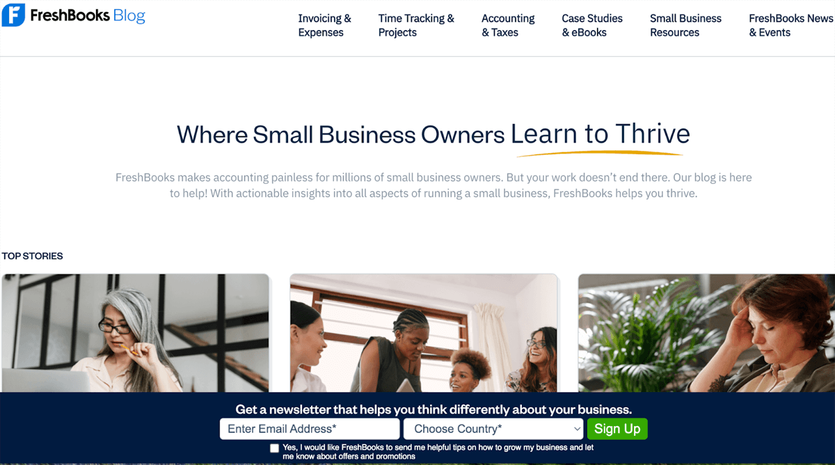 Sales funnel stages Example blog with newsletter signup