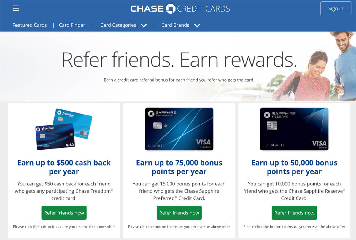 customer referral chase credit card