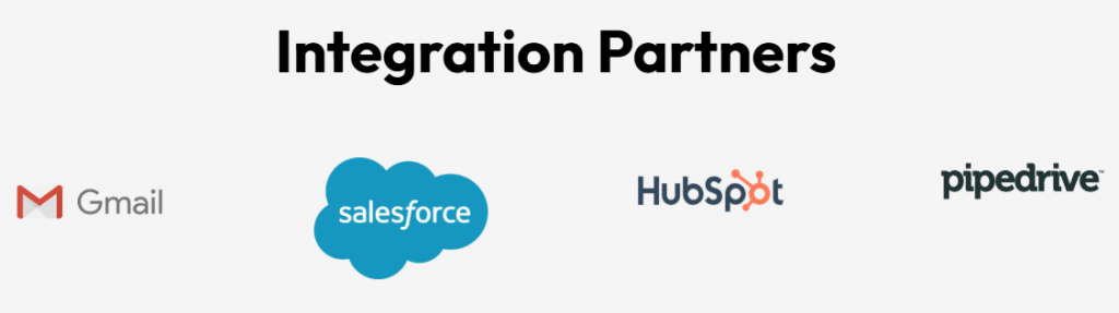 Company logos for Outbound Consulting's integration partners: Gmail, Salesforce, HubSpot, and Pipedrive.